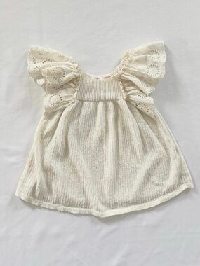 Zara Cream Eyelet Puff Sleeve Dress